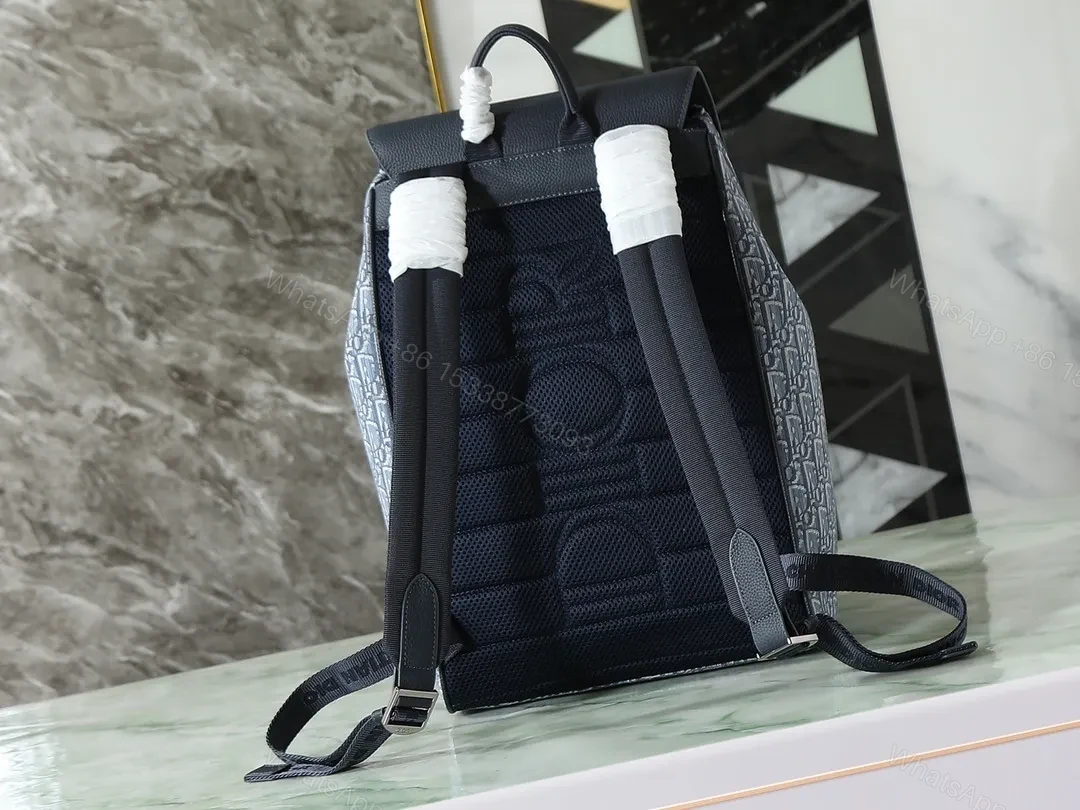 View 5 of Structured Pattern Leather-Accent Backpack for Everyday Luxury