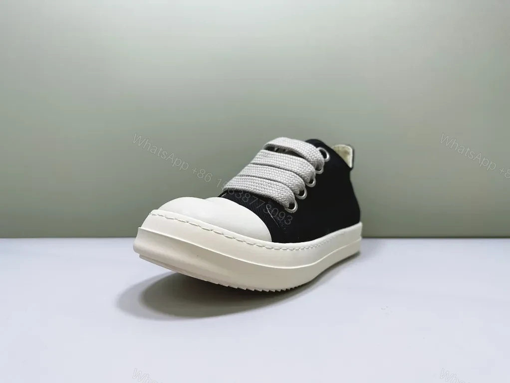 View 5 of Black Canvas Sneakers with Thick Off-White Sole - Luxury Casual Sneakers