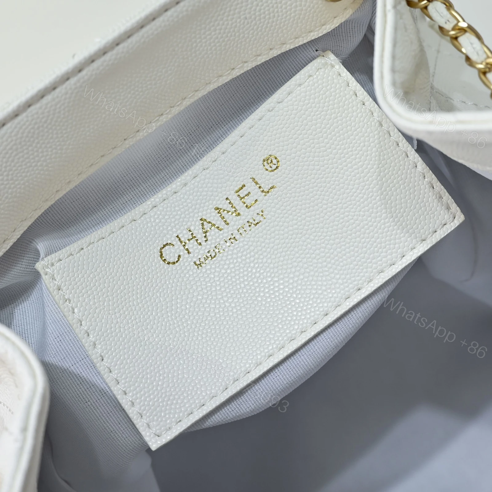 View 9 of Chanel 25 Medium Size Backpack Grain Effect And Gold Metal White 23Cm As5600 B20304 10601