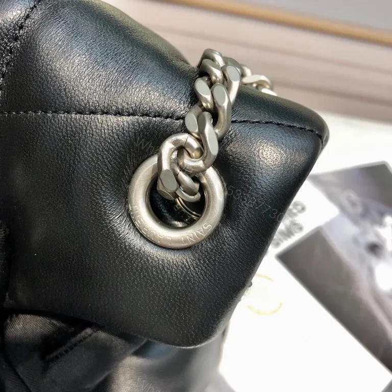 View 3 of Quilted Leather Bag: Signature Hardware, Black, Chic