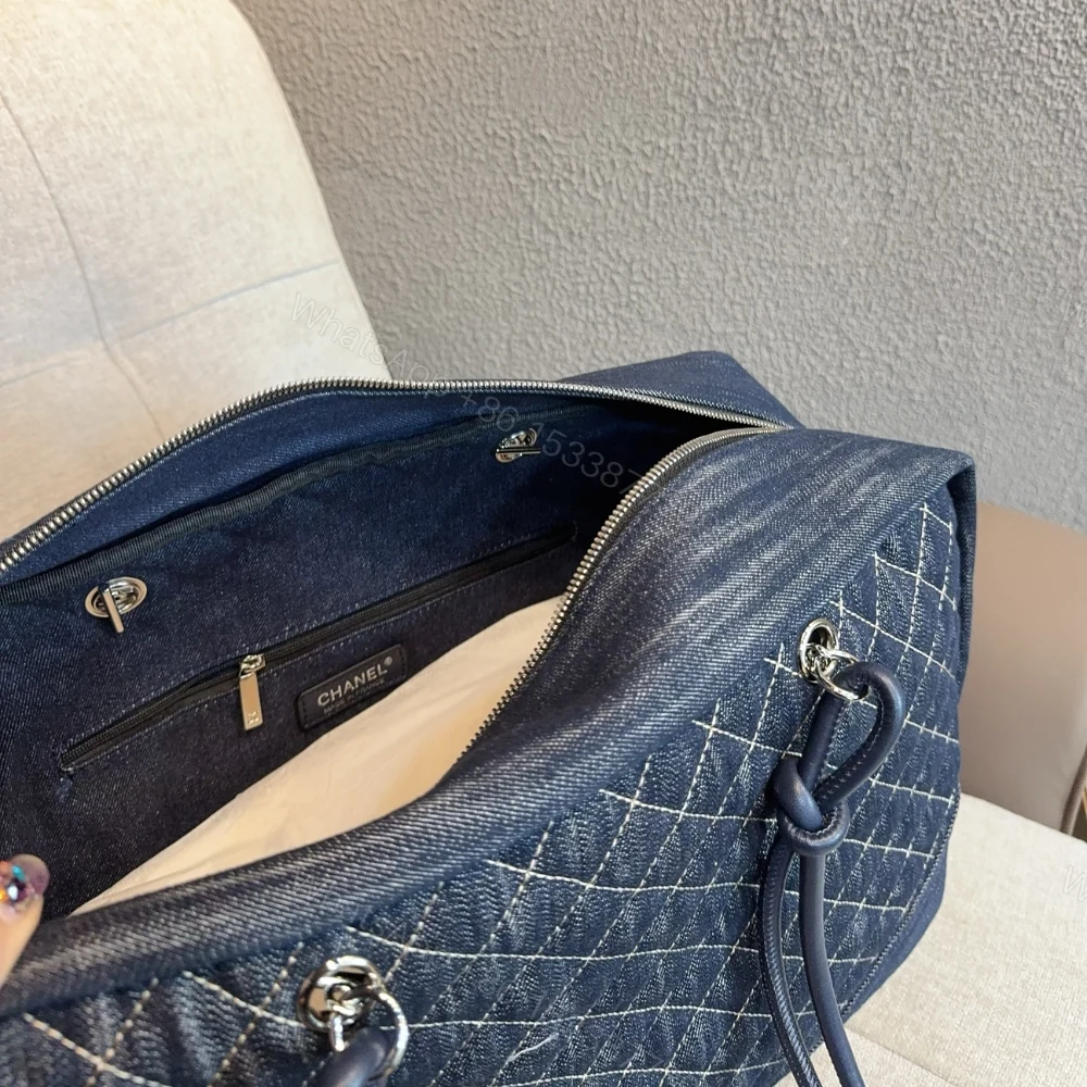View 8 of Chanel Denim Duffle Bag Blue Denim 40Cm