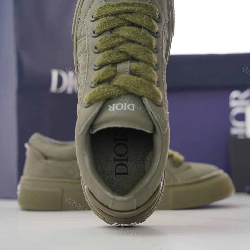 View 2 of Olive Luxe Olive Suede-Leather High-Top Sneaker with Monogram Embossing