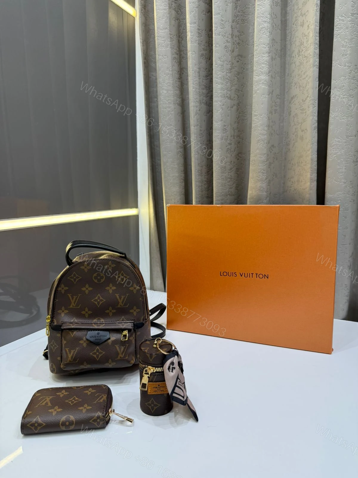 FIRST COPY LOUIS VUITTON BROWN PREMIUM GIFT SET BAGPACK — view 1