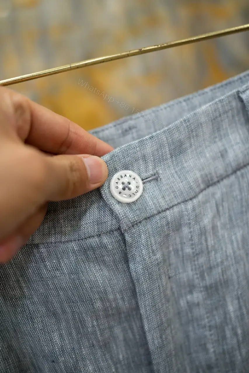 View 8 of light blue linen-blend shorts with front pockets for smart-casual wear