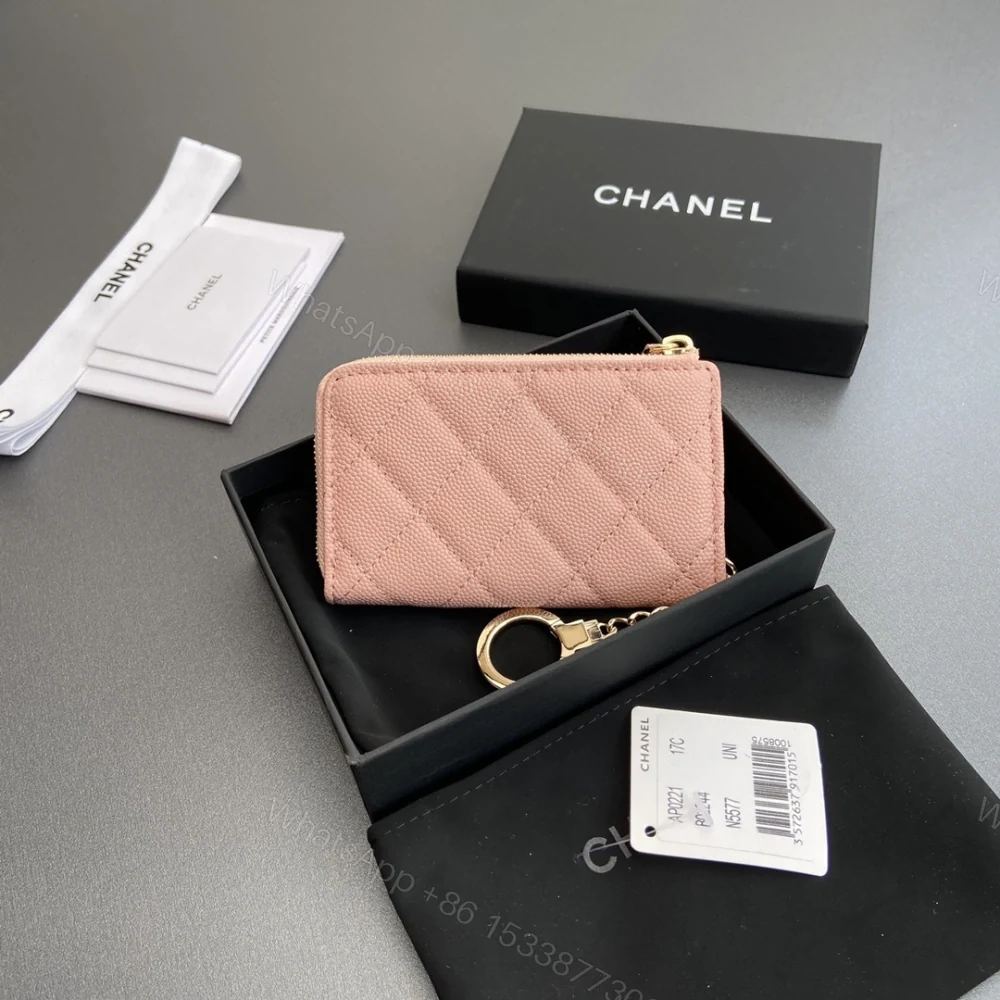 View 2 of 高仿Chanel*AP0223零錢包粉色魚子醬金扣免檢版