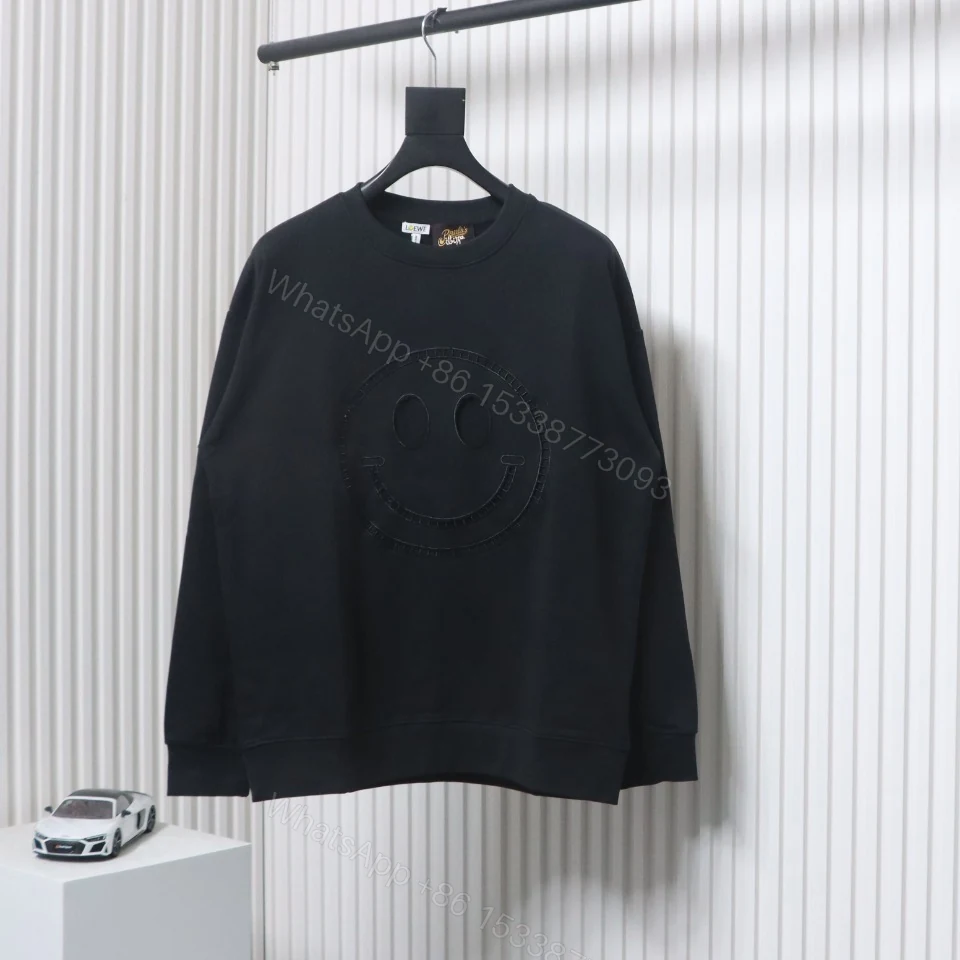 View 2 of Loewe Hollowed-out Smiling Round-neck Hoodie Black