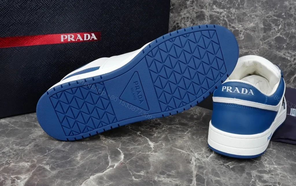 View 5 of Blue-White Prada Low-Tops: Contemporary Luxury Sneakers