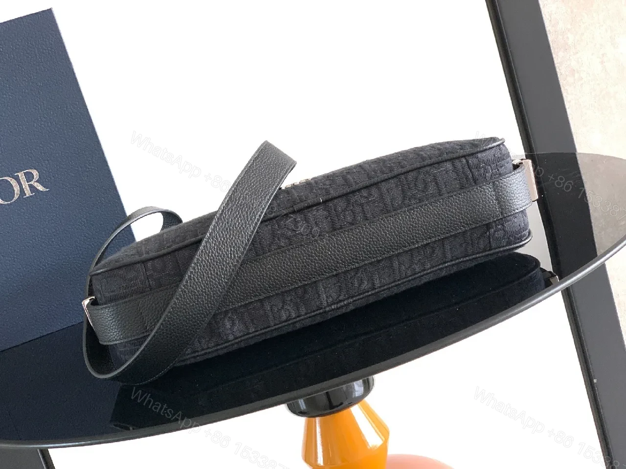 View 2 of Dark Monogram Crossbody: Compact Luxury Bag, Gold Hardware
