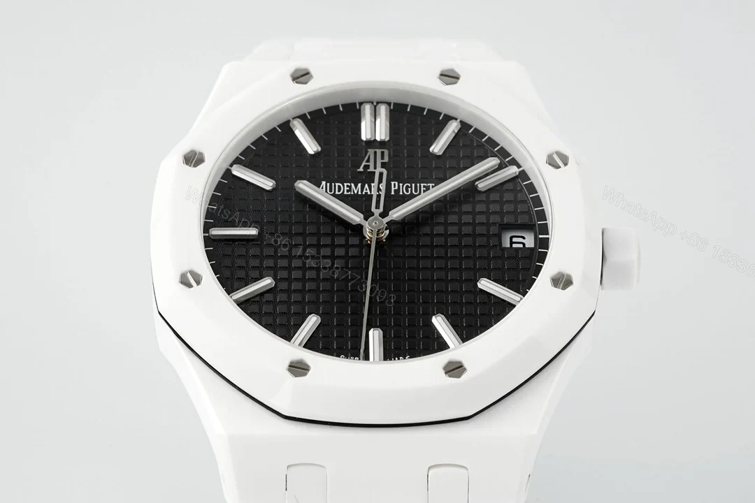 View 6 of Replica AP Royal Oak White Ceramic Black Dial 41mm