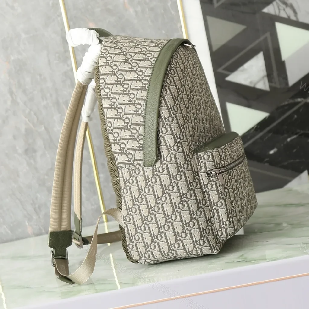 View 6 of Olive Monogram Backpack: Premium Canvas, Compact Design, All-Day Comfort