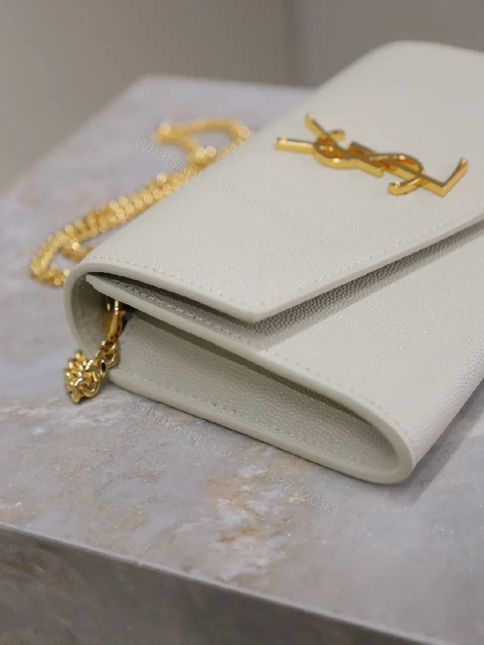 View 4 of Beige Textured Wallet & Card Holder Set with Gold Logo