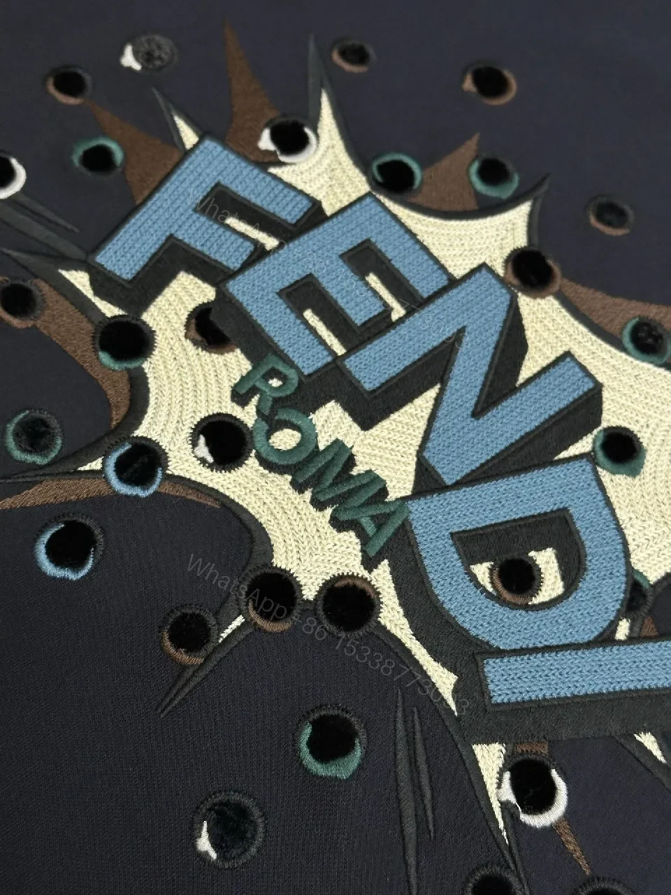 View 10 of Bold Logo Grafitti Tee: Premium Cotton, Cutouts, Navy