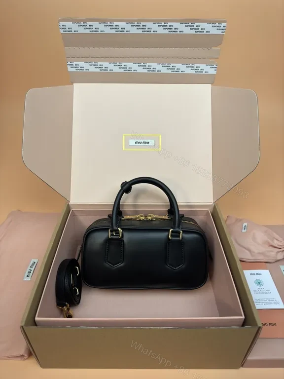 View 4 of Structured Black Leather Satchel â€” Modern, All-Day Chic, Miu Miu Inspired