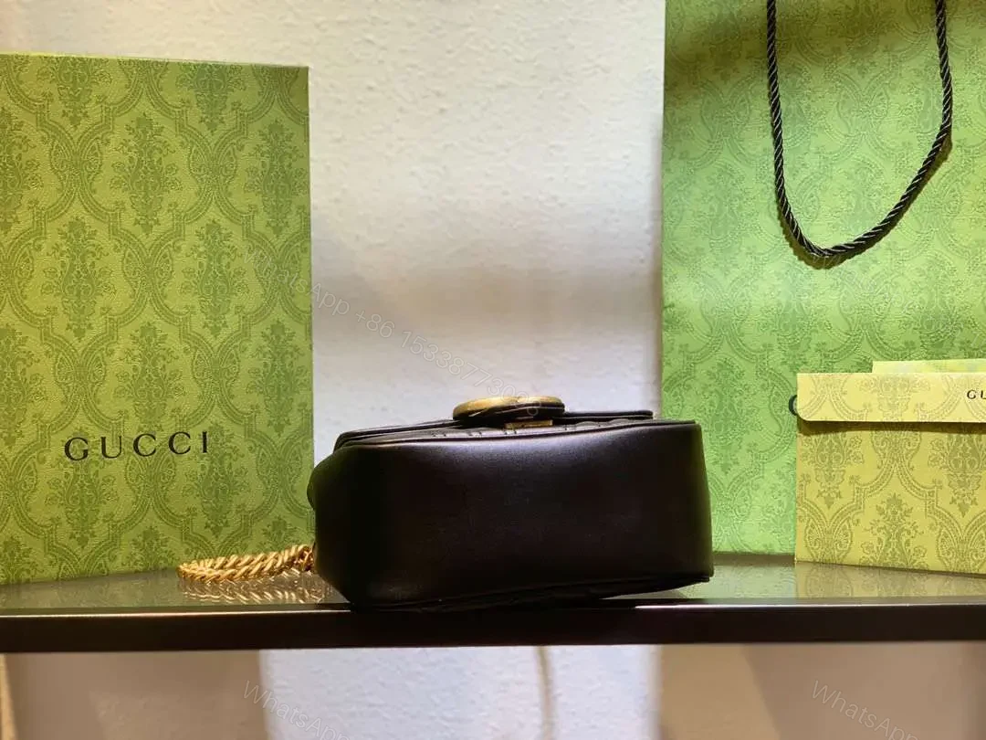 View 3 of Gucci Marmont Rep 11 Women’s Handbag High Quality Black 20cm