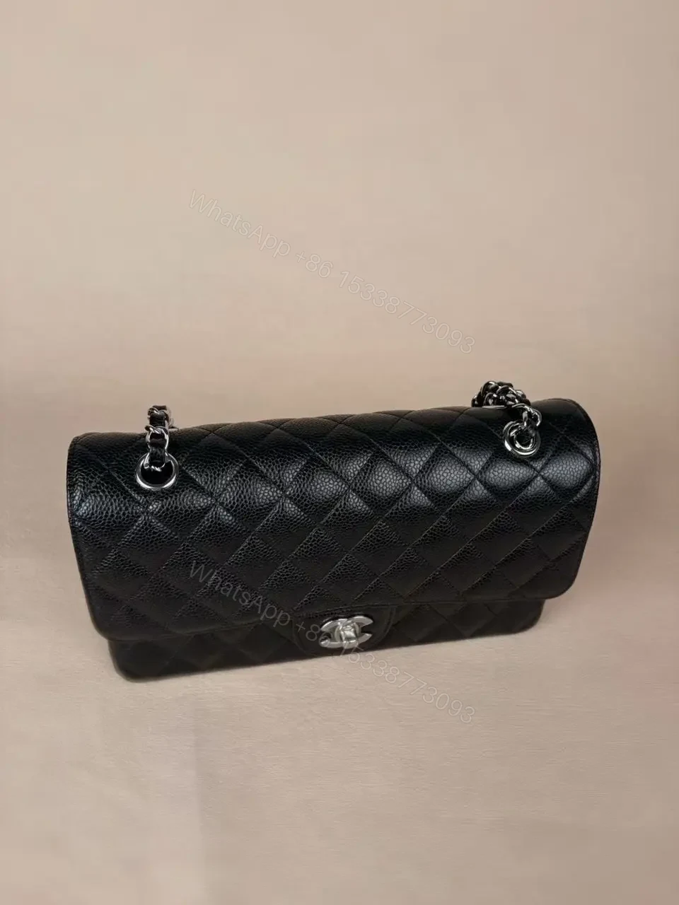 View 4 of Chanel Classic Flap Medium 25 Black sliver Hardware
