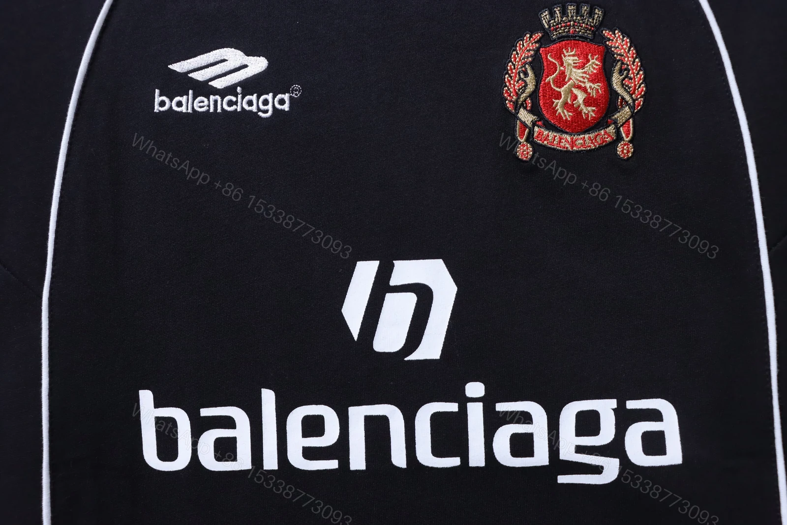 View 4 of Balenciaga Clothes BLCG Manchester United Embroidered White Stripe Paneled Short-Sleeve T-Shirt