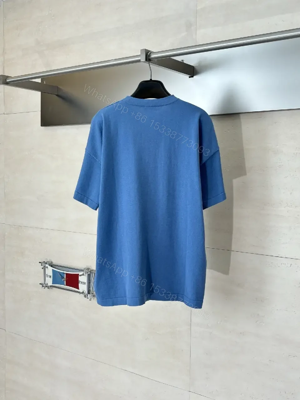 View 6 of Blue Cotton Tee, Relaxed Fit, Couture Logo, Street Luxe Tee
