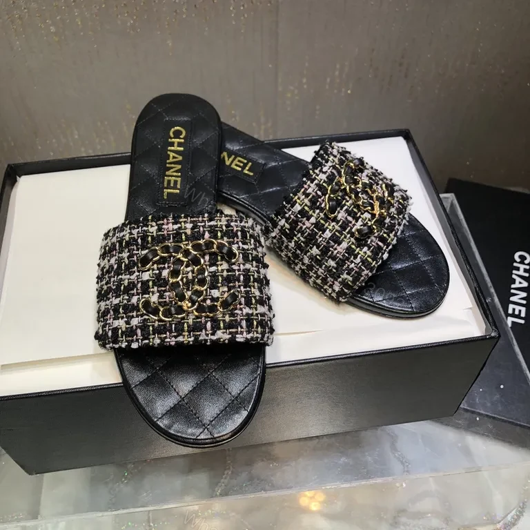 View 6 of Chanel-Tweed Slide Sandals: Luxe Comfort & Elevation