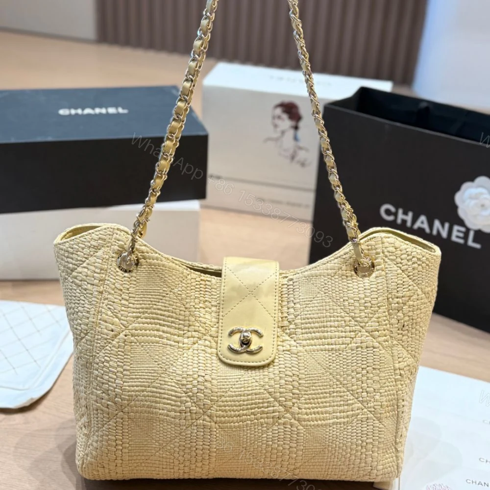 View 3 of Chanel Shopping Bag Braided Raffia Beige 26Cm