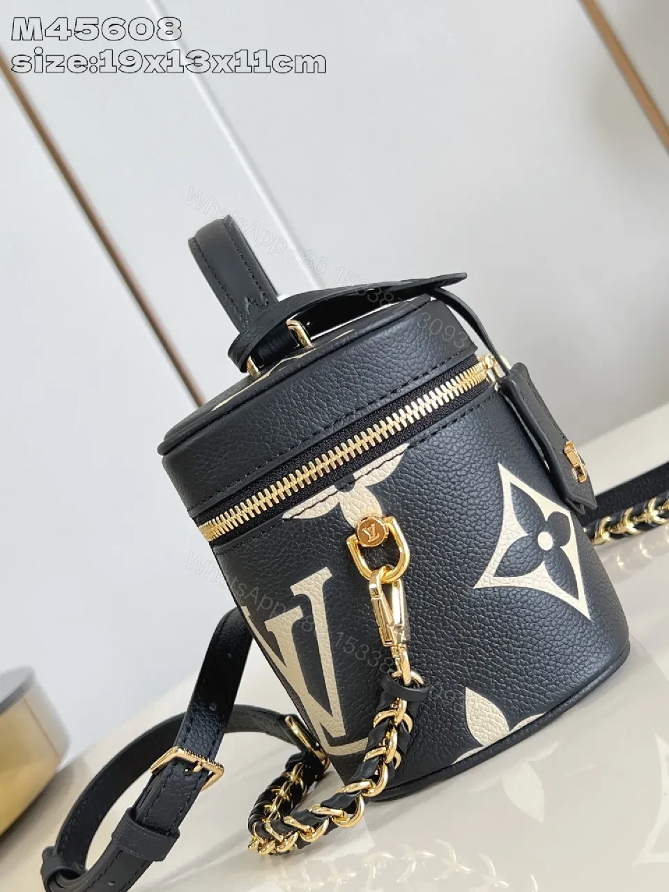View 2 of Monogram Crossbody: Structured Pebble Leather, Gold Hardware