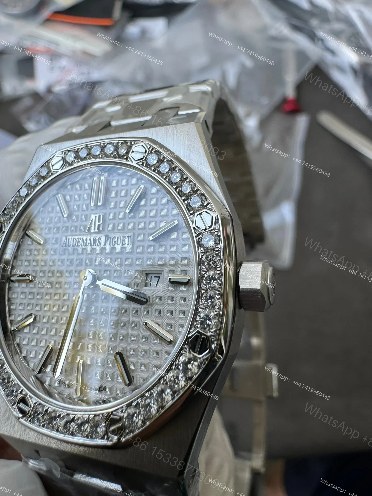 View 8 of Audemars Piguet Super Clone Royal Oak 67651ST Diamond-Set Bezel White Dial 33MM