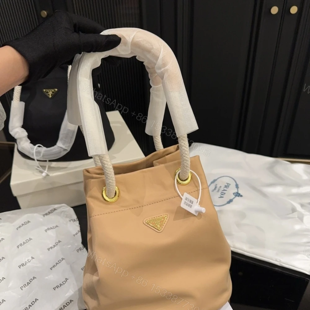 View 3 of Prada Mariner Re Nylon Small Bucket Bag Camel Brown 22Cm 1BE082 2HG8 F0040 V OOO