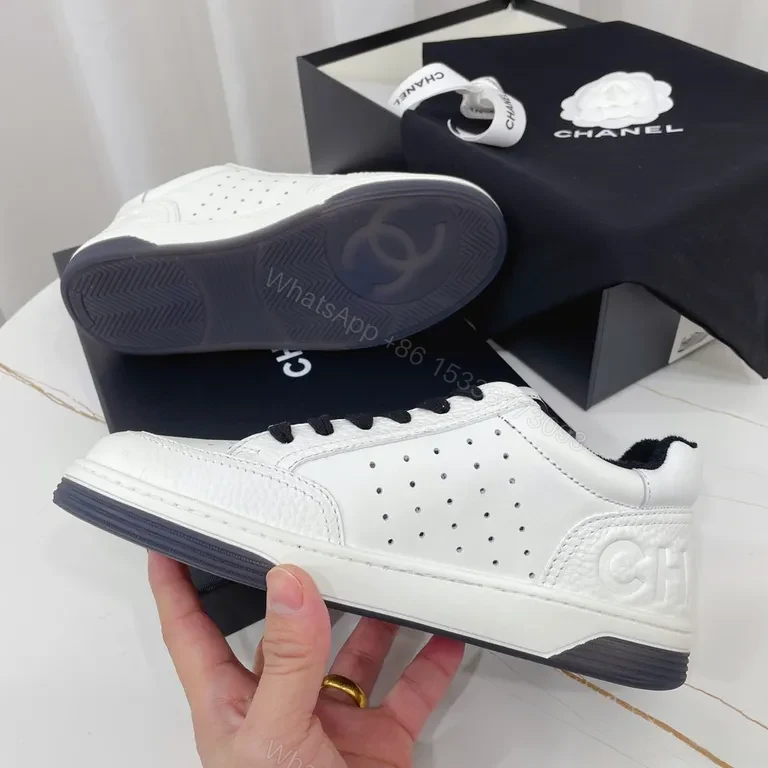 View 3 of White Leather Sneaker: Chanel-Inspired Luxury Comfort Sneakers