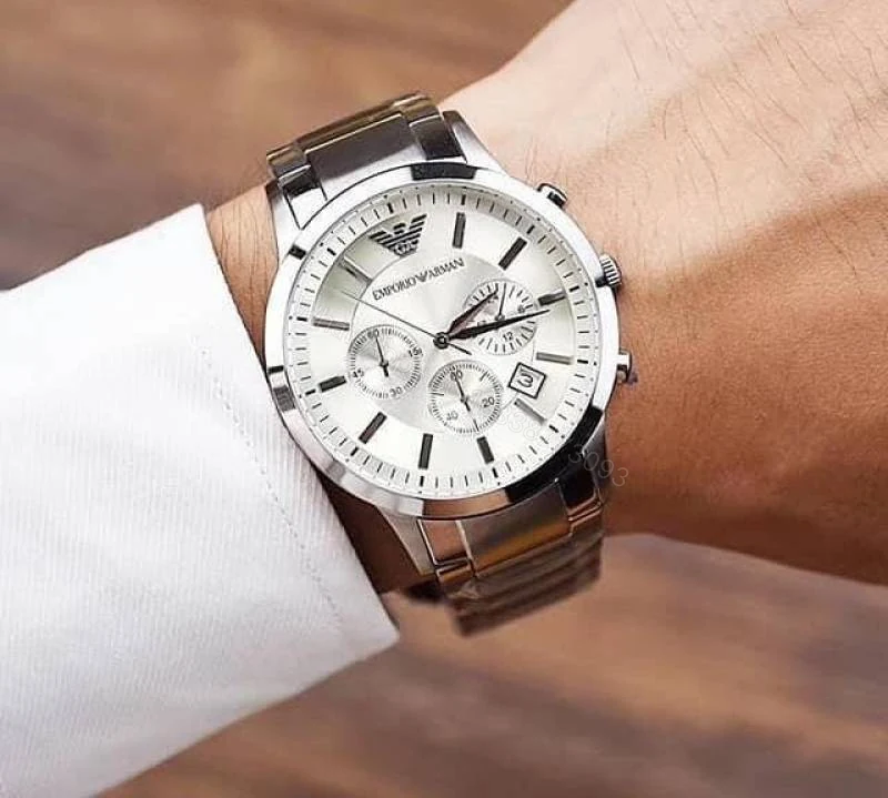 First Copy Emporio Armani Classic Silver White Luxury Watch — view 1