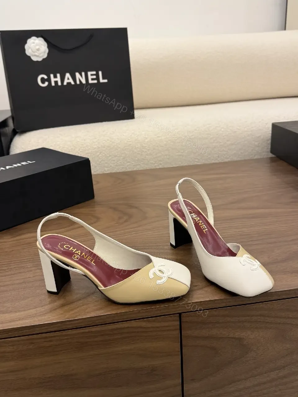 View 3 of Two-Tone Slingbacks: Luxe Leather, Sculpted Heel, Pointed Toe