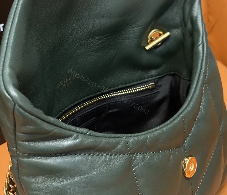 View 4 of Quilted Calfskin Envelope Crossbody with YSL Gold Logo