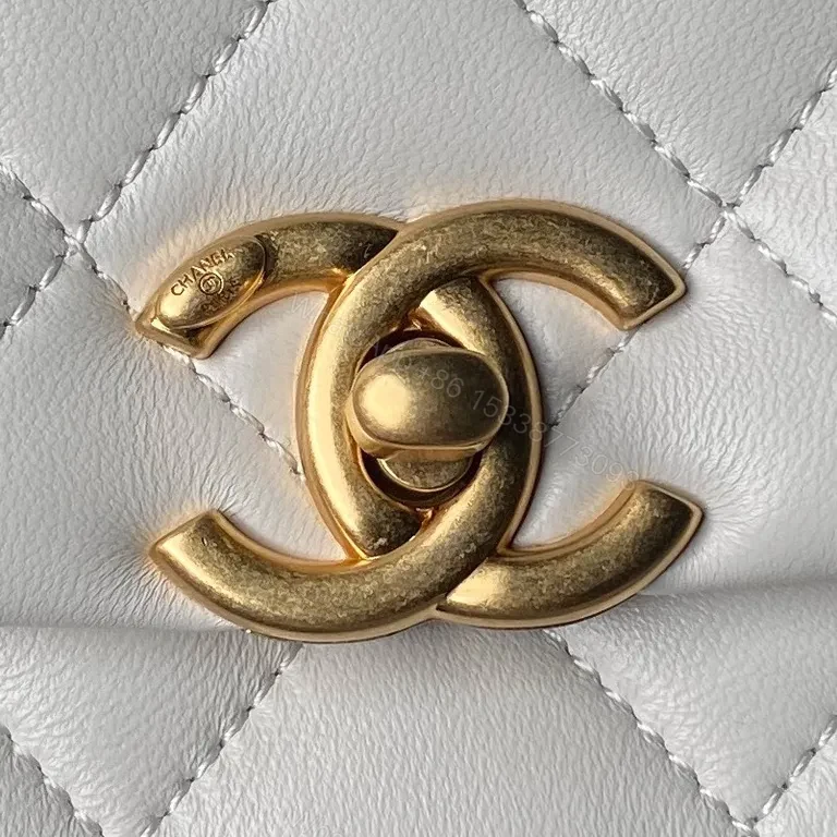 View 6 of Chanel-inspired Quilted Lambskin Flap Bag with Pearl Chain