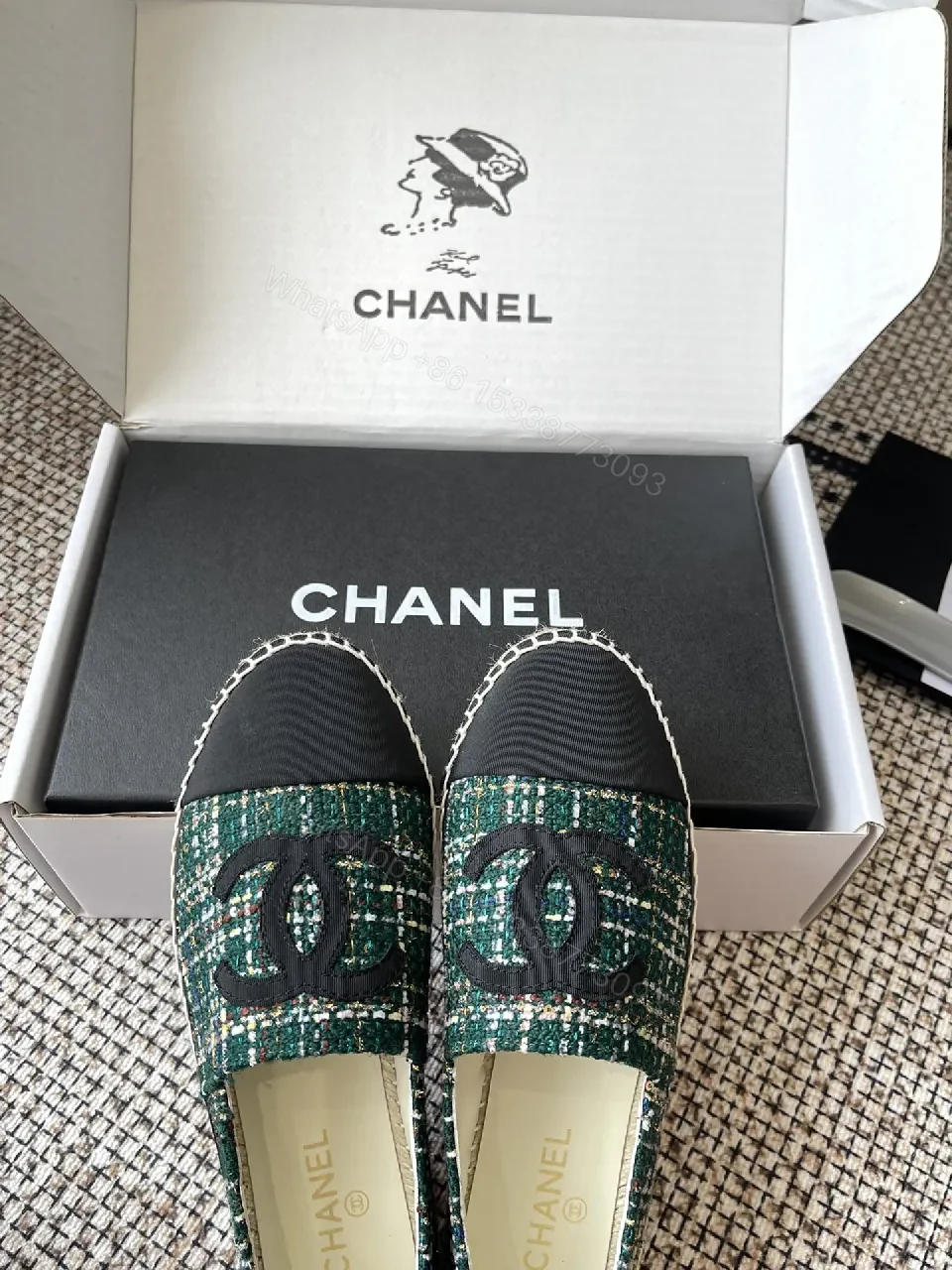 View 7 of Green Tweed Slip-Ons: Luxe Logo Cap Toe Loafers