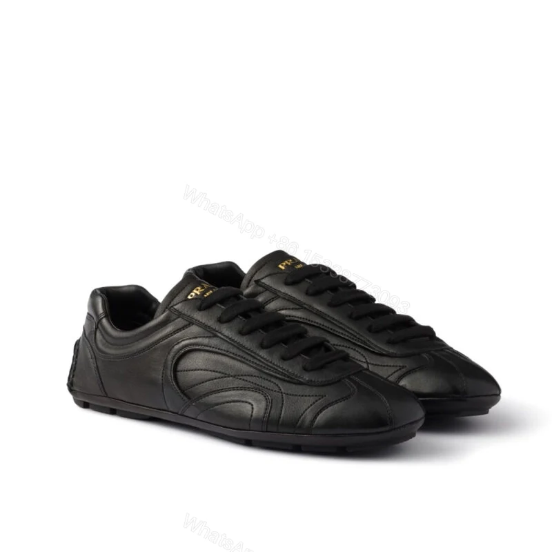 View 10 of Prada Montecarlo Re Edition 2005 Antiqued Nappa Leather Sneakers Black