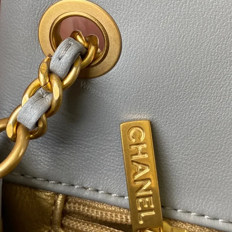 View 5 of Soft Velvet Grey Flap Bag â€” Quilted, Gold-Accent, Everyday Luxe