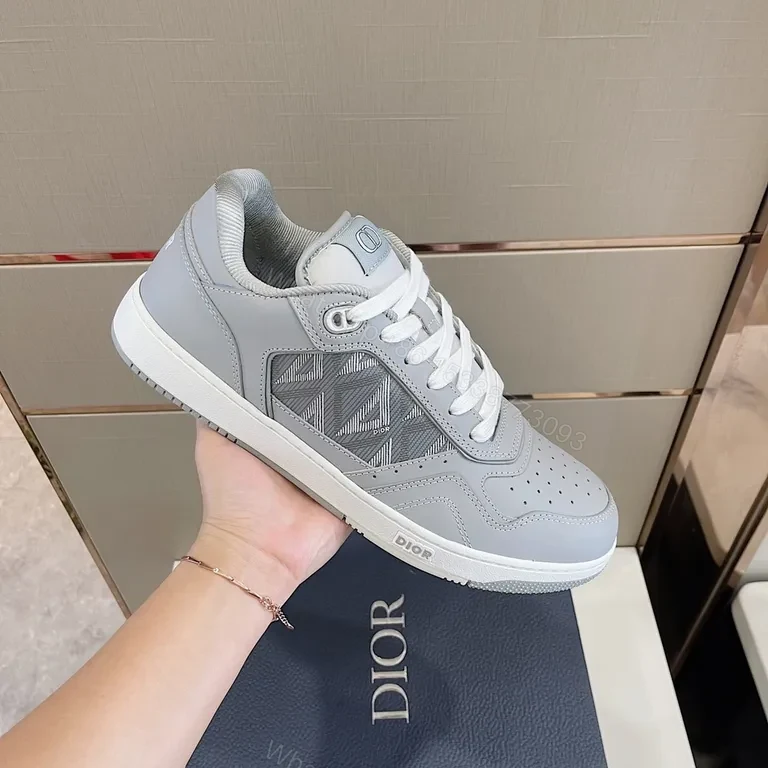 Grey Minimalist Dior Trainer | Geometric Panel | Everyday Luxury Sneaker — view 1
