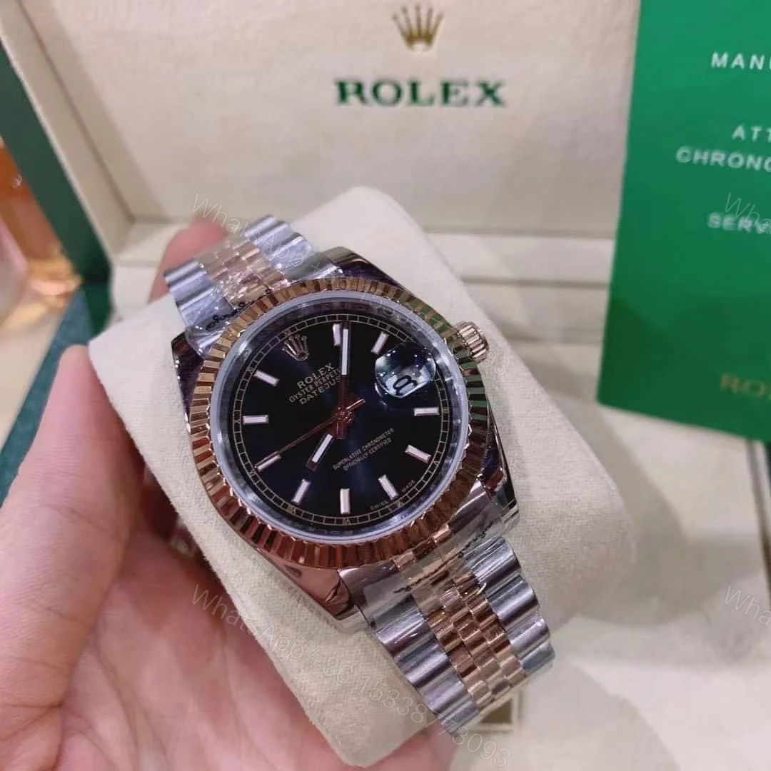View 2 of Rolex Oyster Perpetual Datejust Black Dial With Silver And Everose Gold Strap