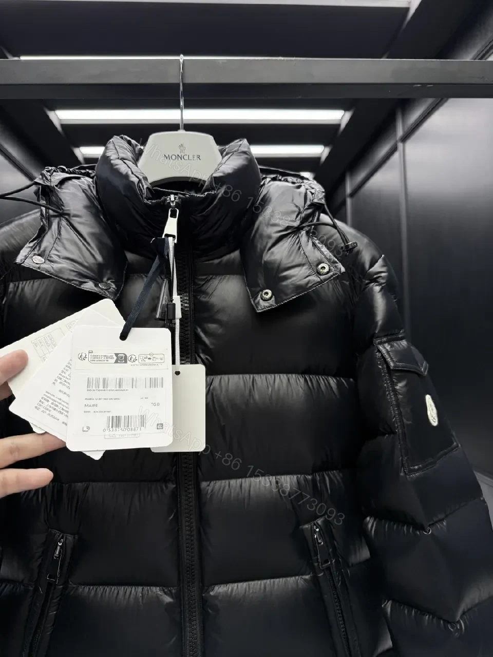 View 6 of Lux-Plush Puffer Jacket + Off-White Knit Sneakers Set