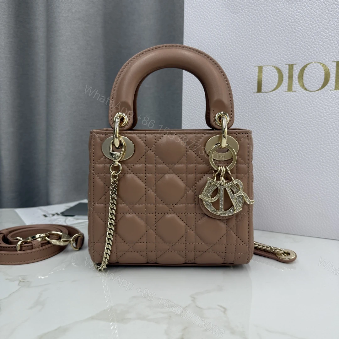 DiorA貨迷你戴妃包 女款焦糖棕色百搭手提包款 — view 1
