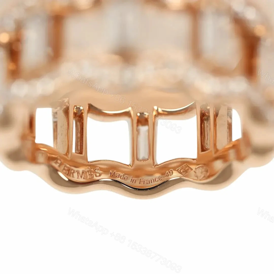 View 3 of 18k Rose Gold Hermes Reseau Lumiere Ring Diamonds
