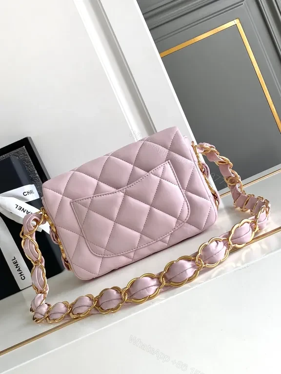 View 8 of Soft Pink Quilted Glam Bag: Compact Luxury Crossbody
