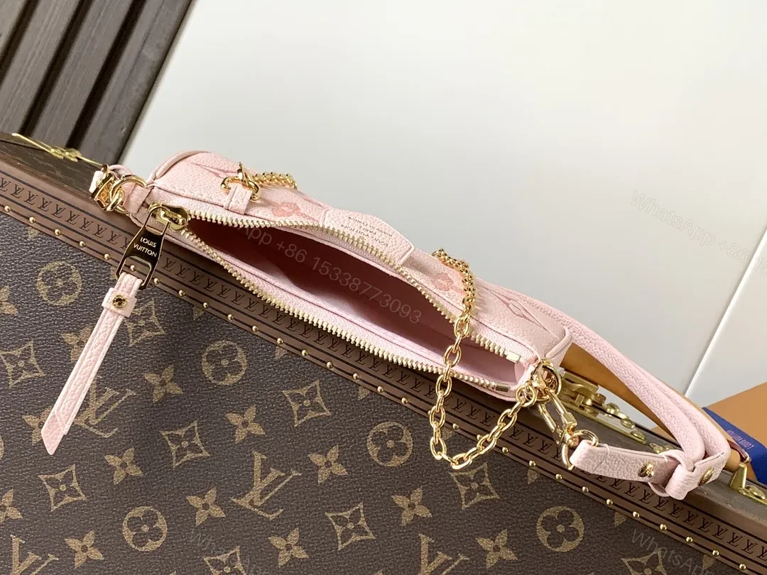 View 9 of Pink Textured Mini Crossbody: Chain Detail, Luxe Casual Style