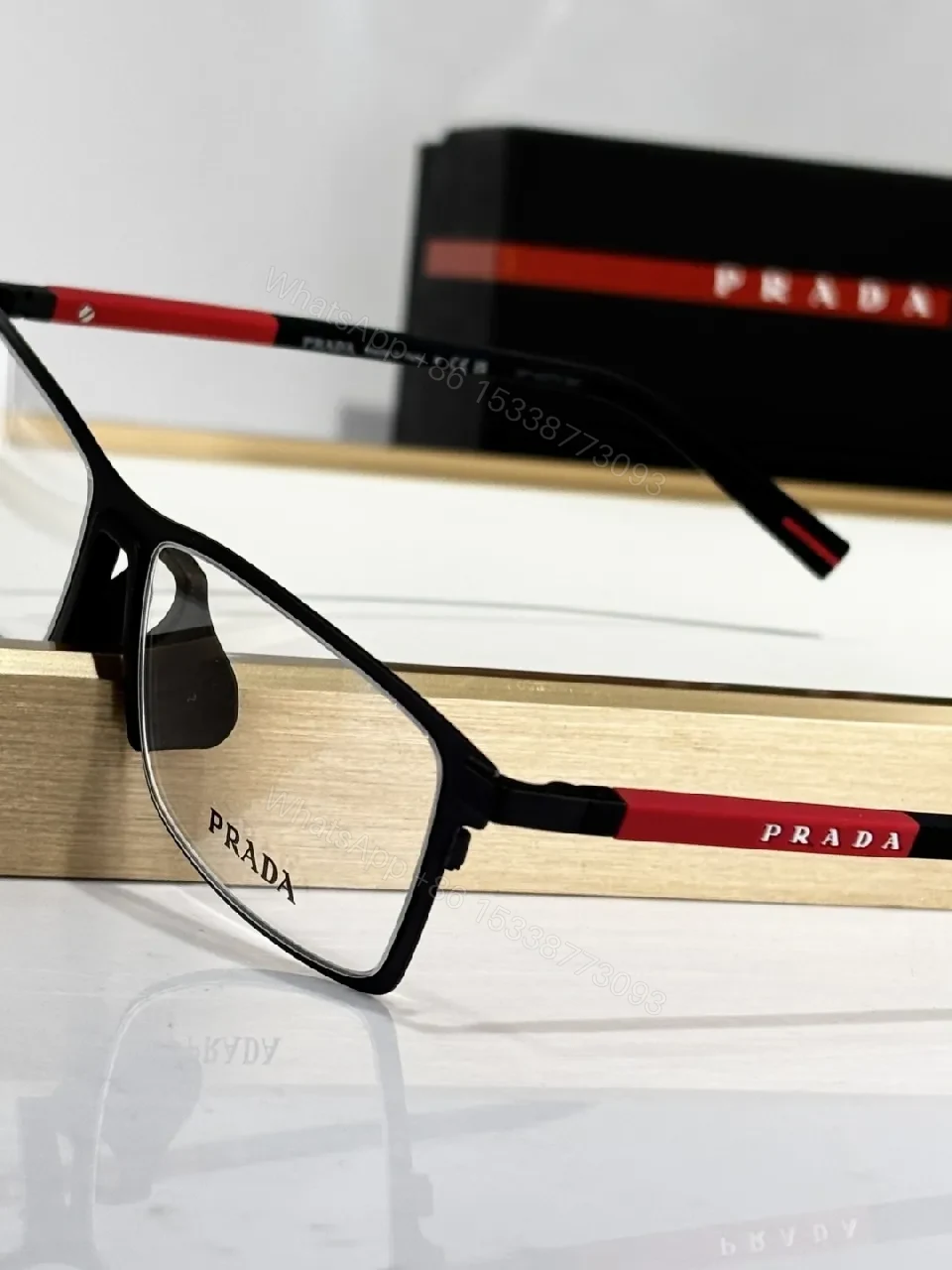 View 9 of Black Acetate Eyewear: Luxe, Rectangular Frames with Red Accents