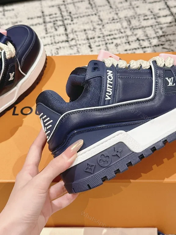 View 9 of Bold Navy Caviar Leather High-Top Sneakers with LOVE Embellishments