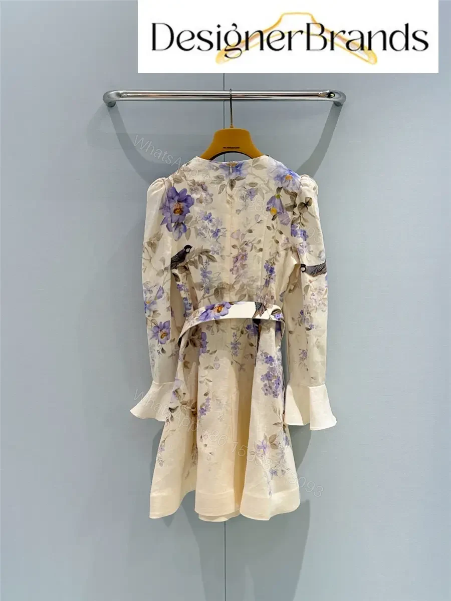 View 6 of Zimmermann Luna Printed Linen Mini Dress
