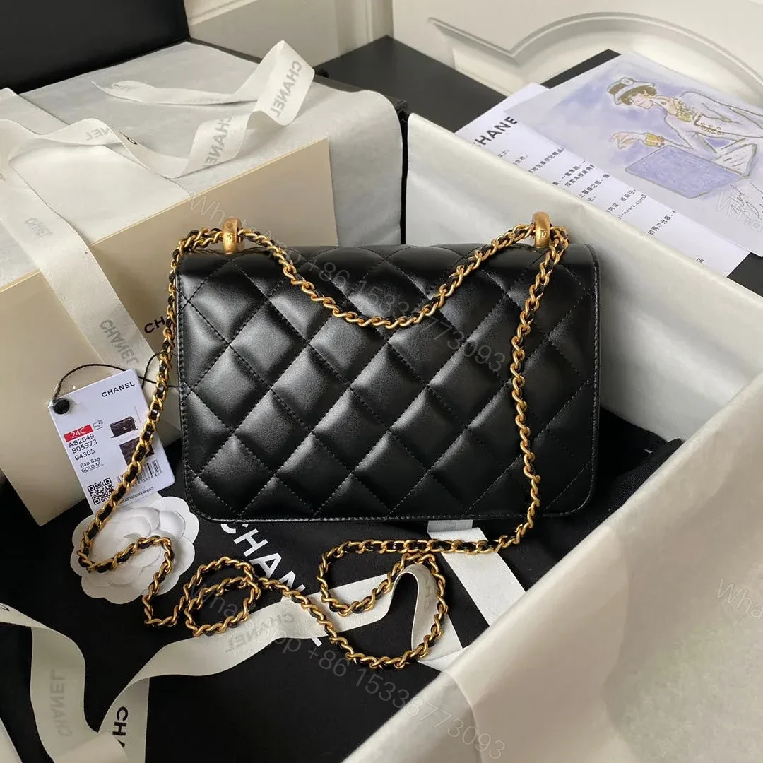 View 2 of CHANEL FLAP BAG 22 IN BLACK CALFSKIN WITH DOUBLE GOLD BALL
