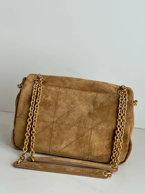View 3 of Soft Suede Quilted Shoulder Bag Gold Chain â€” Everyday Luxe Bag