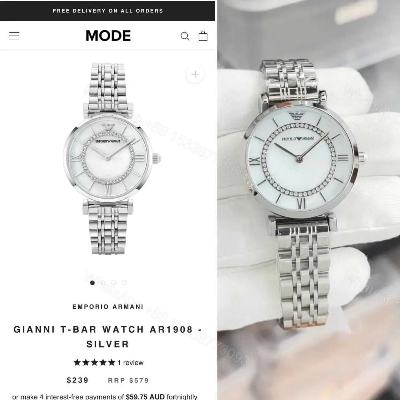 Emporio Armani White Daimond Dial — view 1