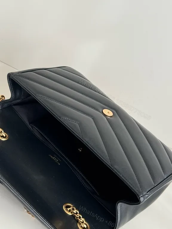 View 5 of Chic Black Quilted Leather Shoulder Bag with Gold Chain