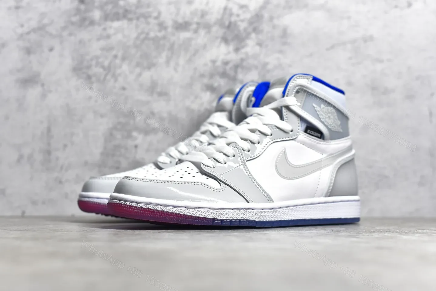 View 2 of Air Jordan 1 Retro High Zoom White Racer Blue Reps