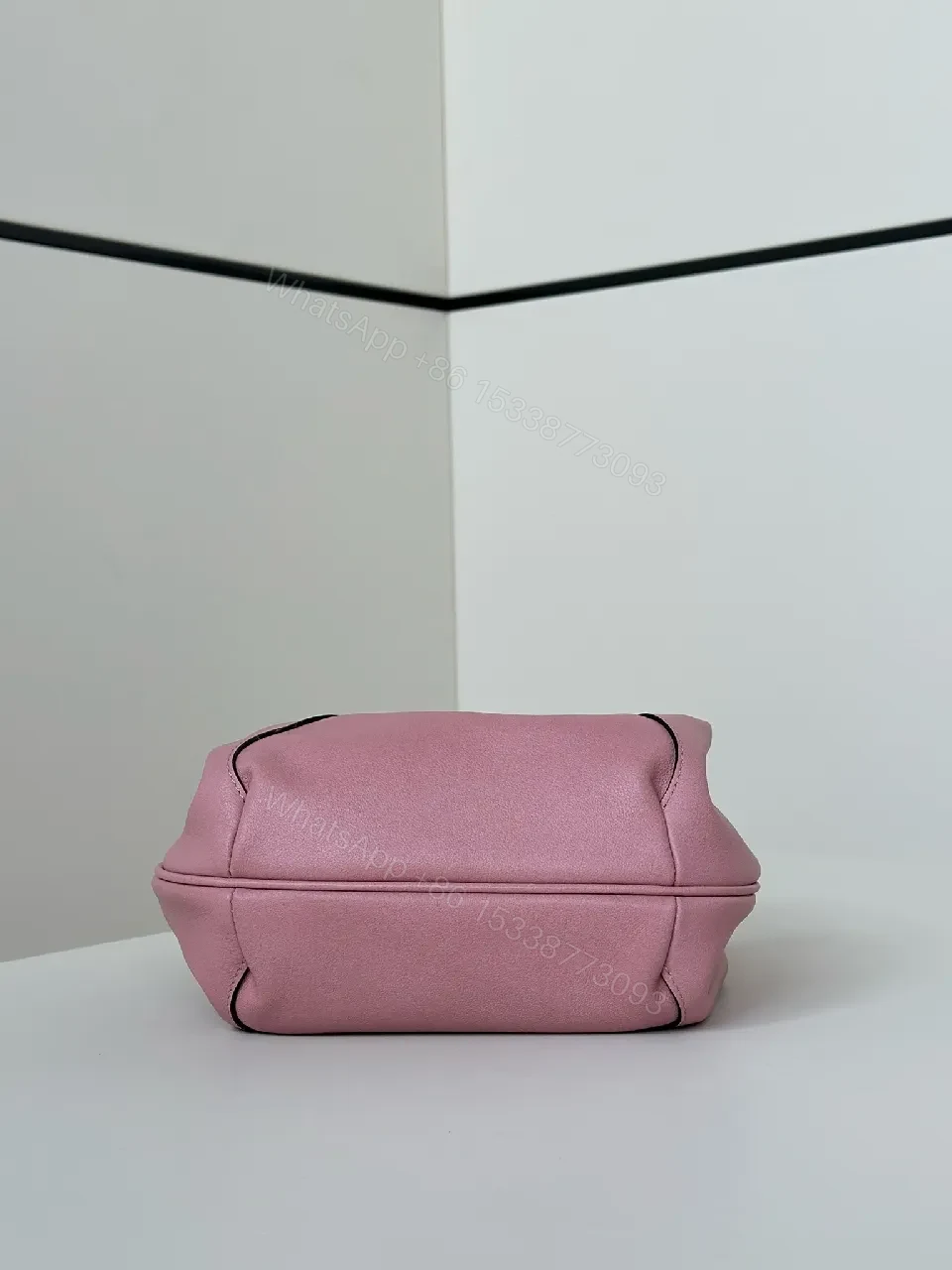 View 4 of Soft Pink Pebbled Leather Mini Satchel – Crossbody Style, Tassel Detail